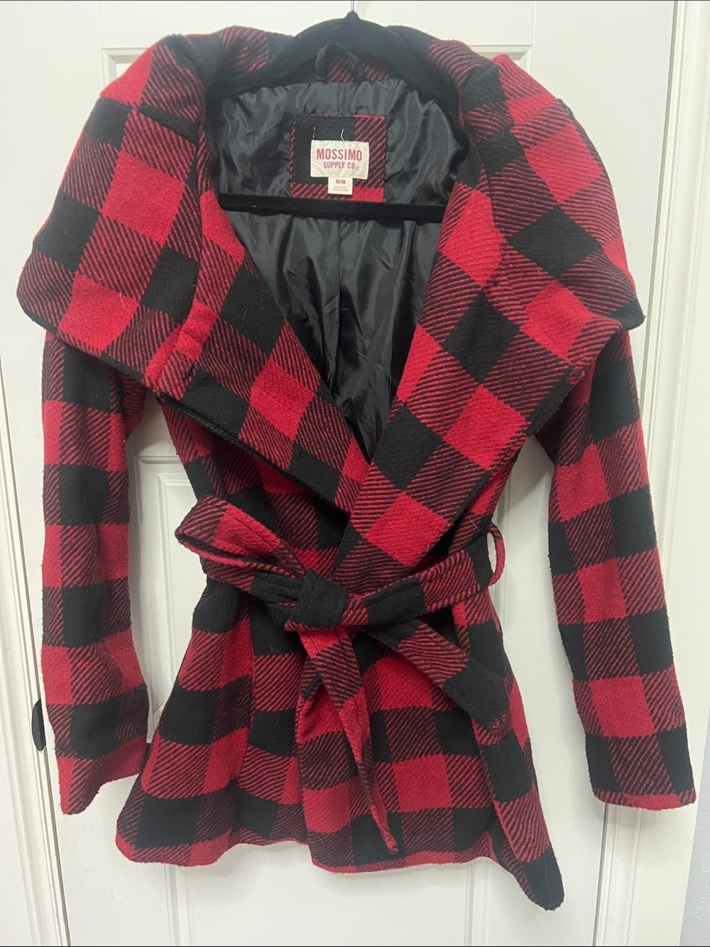 Mossimo Supply Co. Red and Black Buffalo Plaid Wrap Coat